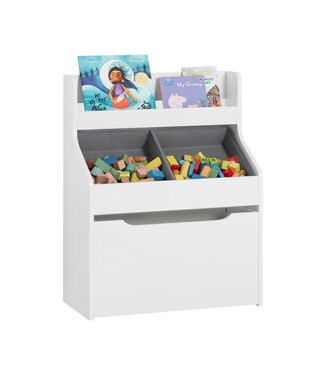 SoBuy SoBuy Opbergkast voor Kinderen met boekenrek en 2 manden - Max. 37 kg - 63 x 32 x 80 cm - Wit