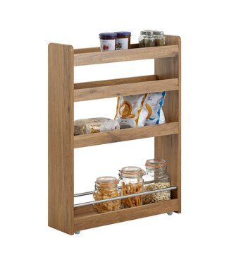 SoBuy SoBuy Keukenrek 4-Laags op wielen - Max. 20 kg - 60 x 19 x 81 cm - Bruin