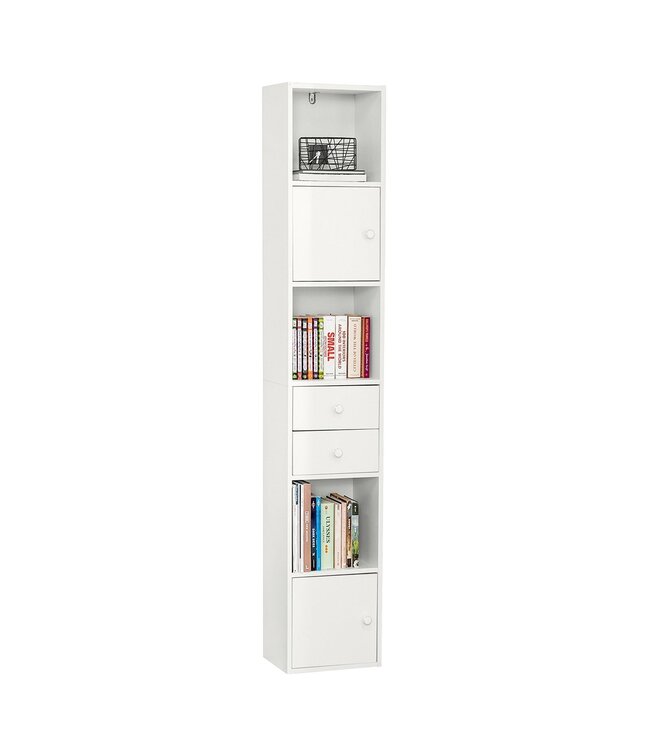 SoBuy Boekenkast - Kolomkast - Max. 40 kg - 33 x 42 x 188 cm - Wit