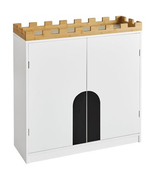 SoBuy SoBuy Kindercommode - 2 Deuren en 2 Planken - Wit - 86 x 30 x 87 cm