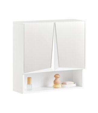 SoBuy SoBuy Badkamer wandkast - Spiegelkast - Max. 15KG - 48 x 48 x 17 cm - Wit