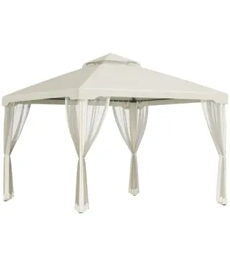 Outsunny Outsunny Tuinpaviljoen - Partytent - Weerbestendig - Creme Wit - 3 x 3 x 2.6 m