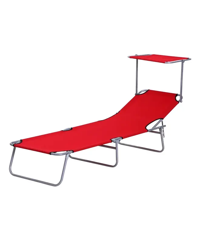 Outsunny Ligbed - Opvouwbaar - Rood - 187 x 58 x 36 cm