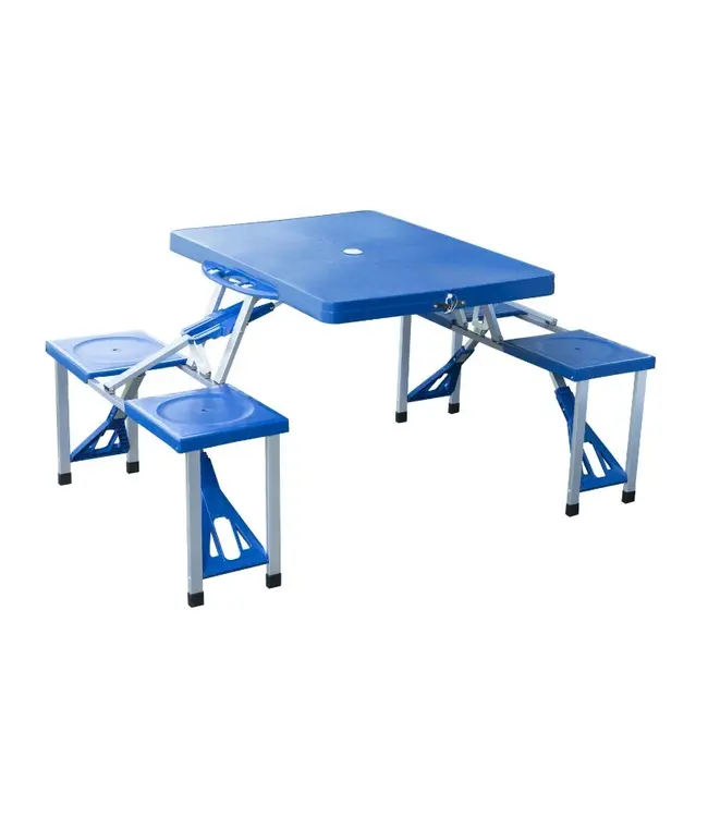 Outsunny Kampeertafel met 4 zitplekken - Inklapbaar - Blauw