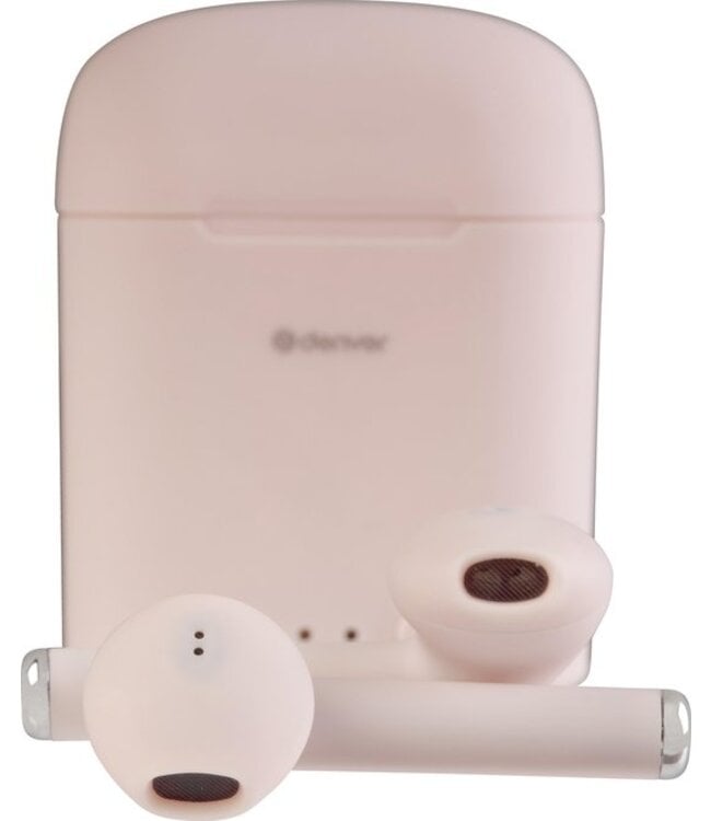 Denver TWE-46 - Earbuds - Wireless - Draadloos Oordopjes - Bluetooth - met oplaad case - handsfree - sporten - headset - In-ear - Bluetooth 5.0 - Roze