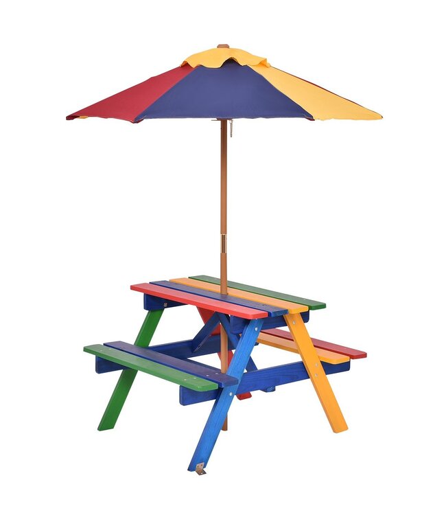 Coast Kinder Picknicktafel set - Hout - Met Verwijderbare Opvouwbare Paraplu - 79 x 71 x 52,5 cm