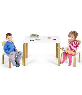 Coast Coast Houten kindertafel met 2 stoelen - 78 x 53 x 53 cm - Houtkleur / Wit