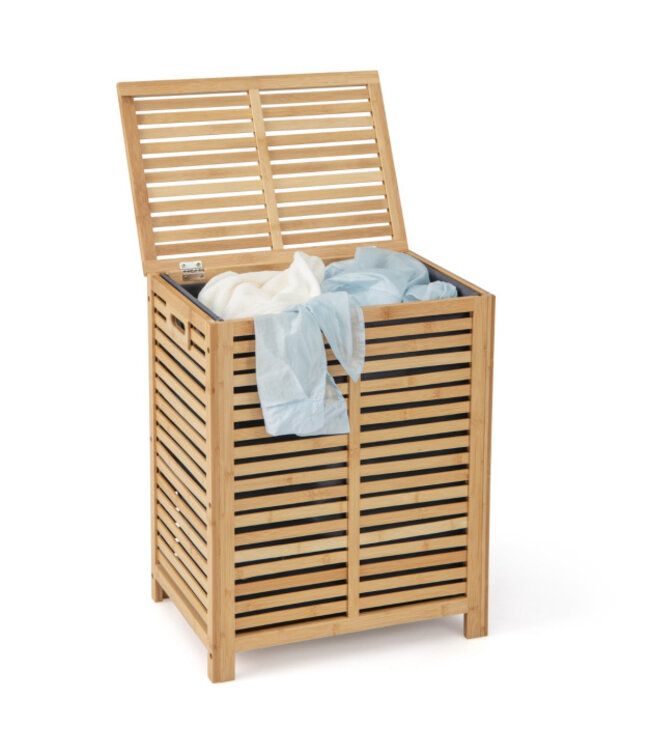 Coast Wasmand met deksel en uitneembare waszak - 80L - 50 x 35 x 62 cm - Houtkleur