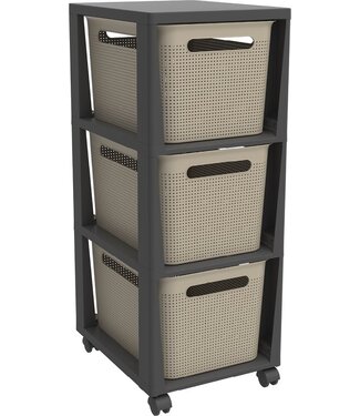 Rotho Rotho Tower Brisen - design ladekast 3 x 16 L met wielen - Cappuccino