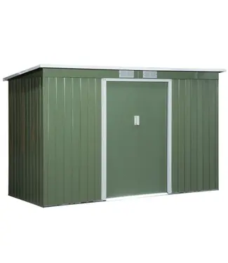 Outsunny Outsunny Tuinhuis - met Schuifdeur - Staal - Licht Groen - L280 x B130 x H172 cm