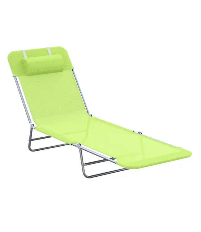 Outsunny Ligstoel voor buiten - 182x56x24,5 cm - Max. 120KG - Groen