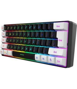 HxSJ HXSJ V700 RGB Membraan bedrade gaming toetsenbord - 61keys - Qwerty - Zwart Wit