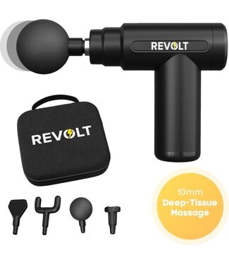 Revolt Revolt - Mini Massage Gun - Inclusief 5 Opzetstukken - Inclusief Adapter - 6 Snelheidsstanden - Spierherstel & Spierontspanning