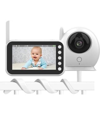 L&L Babyfoon met Houder - Babyfoon met Camera & Nachtzicht - Baby Monitor 300m Bereik, Temperatuur & Geluidsdetectie, Two Way Audio - Wit