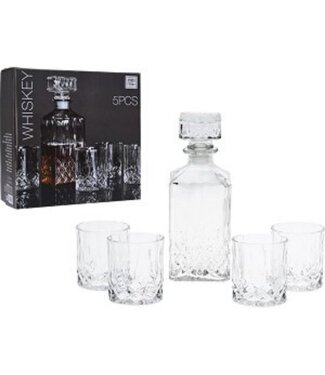 Merkloos Whisky Karaf set - 0.9 L - Incl. 4 Glazen