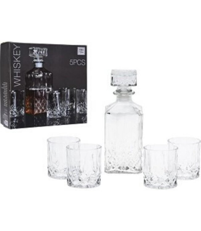 Whisky Karaf set - 0.9 L - Incl. 4 Glazen