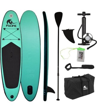 Pacific Pacific Ocean Sup Board - Special Edition - Opblaasbaar Paddle Board - Complete set - Max. 80KG - 285 x 71 x 10cm - Groen - Met waterdicht telefoonhoesje
