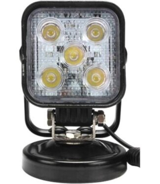 Perel Perel led-schijnwerper, 15 W, 800 lm, 7500°K, neutraalwit, met magnetische voet en sigarettenstekker, aluminium, zwart