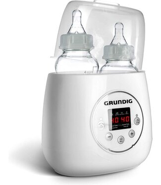 Grundig Grundig Flessenwarmer - Dubbele Flesverwarmer - 200W - Ruimte voor 2 Babyflessen - Verwarmen, Ontdooien en Steriliseren - Incl. Stoomkap - Wit
