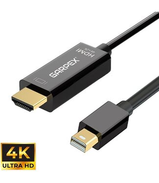 Garpex Garpex® Mini DisplayPort naar HDMI Kabel - Mini DP naar HDMI Kabel - HDMI Kabel - 4K 30Hz Ultra HD - Zwart - 1.8 meter
