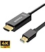 Garpex Garpex® Mini DisplayPort naar HDMI Kabel - Mini DP naar HDMI Kabel - HDMI Kabel - 4K 30Hz Ultra HD - Zwart - 1.8 meter