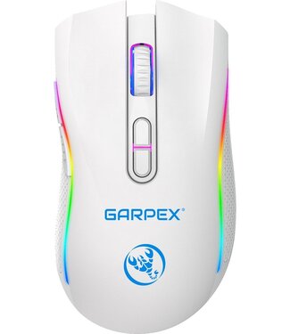 Garpex Garpex® Stille Draadloze Muis - Gaming muis - Computermuis - Muis Draadloos - Met LED Verlichting - Oplaadbaar - Wit