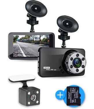 Nuvance Nuvance - Dual Dashcam voor Auto - Dashcams Voor en Achter - Full HD - Incl. 32gb SD Kaart - Parkeermodus met G-sensor en Nachtvisie - 170° Wijdhoek en IPS Display