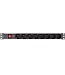 Perel Perel PDU-Stekkerdoos met schakelaar, overbelastingsbeveiliging, 8 stopcontacten met randaarde (type F), kabel 2.15 m, 3G1.5, voor binnen, zwart/rood