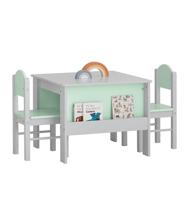 SoBuy Kindertafel met 2 stoelen - Max. 75 kg - 60 x 60 x 48 cm - Lichtgroen