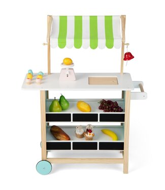 Coast Coast Kinderijsjeswagen - 6 Bakken - Stoffen Luifel - MDF/Dennenhout - 79,5 x 29,5 x 100 cm