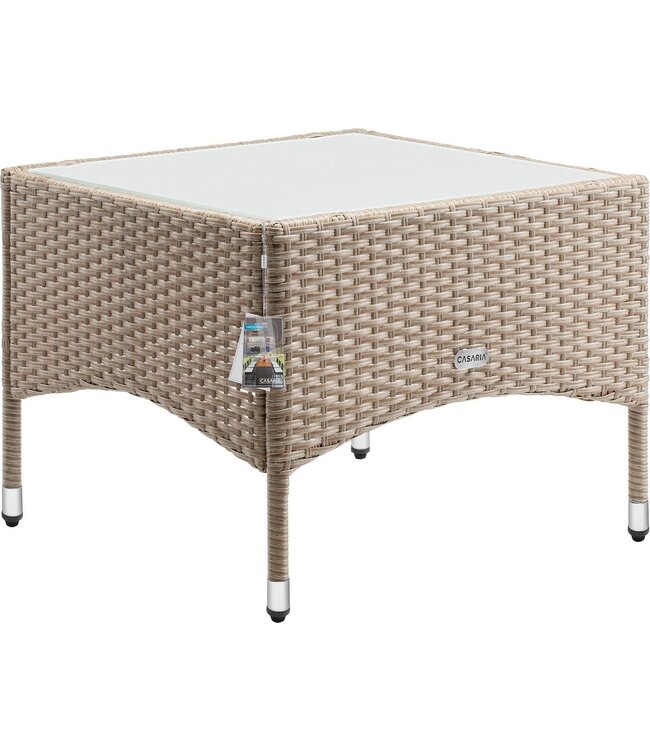 Casaria Polyrotan Bijzettafel Beige, 58 x 58 x 42 cm