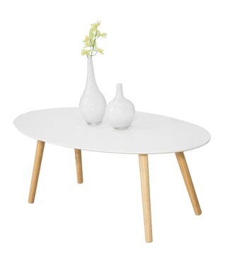 SoBuy SoBuy Ovale houten salontafel - 60x105x40 cm - Max. 50KG - Wit