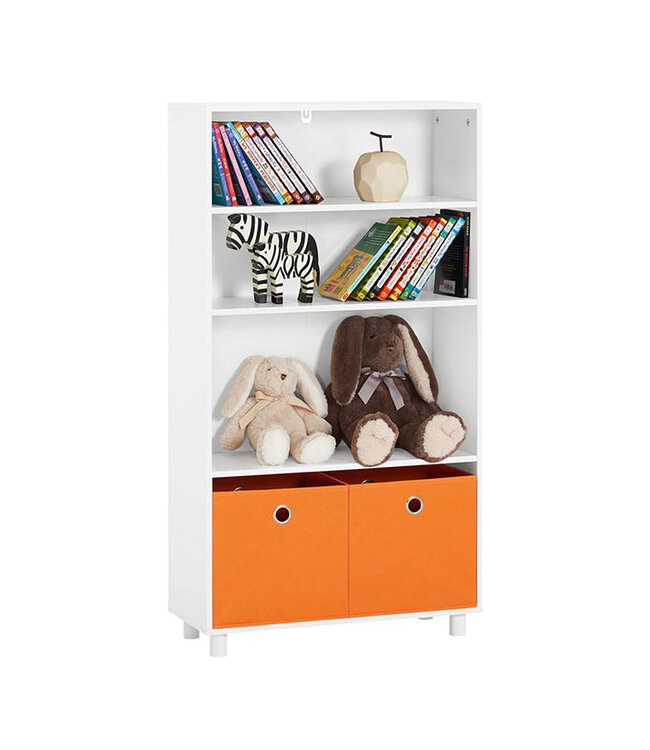 SoBuy Opbergkast voor Kinderen - Max. 40 kg - 60 x 25 x 110 cm - Wit / Oranje