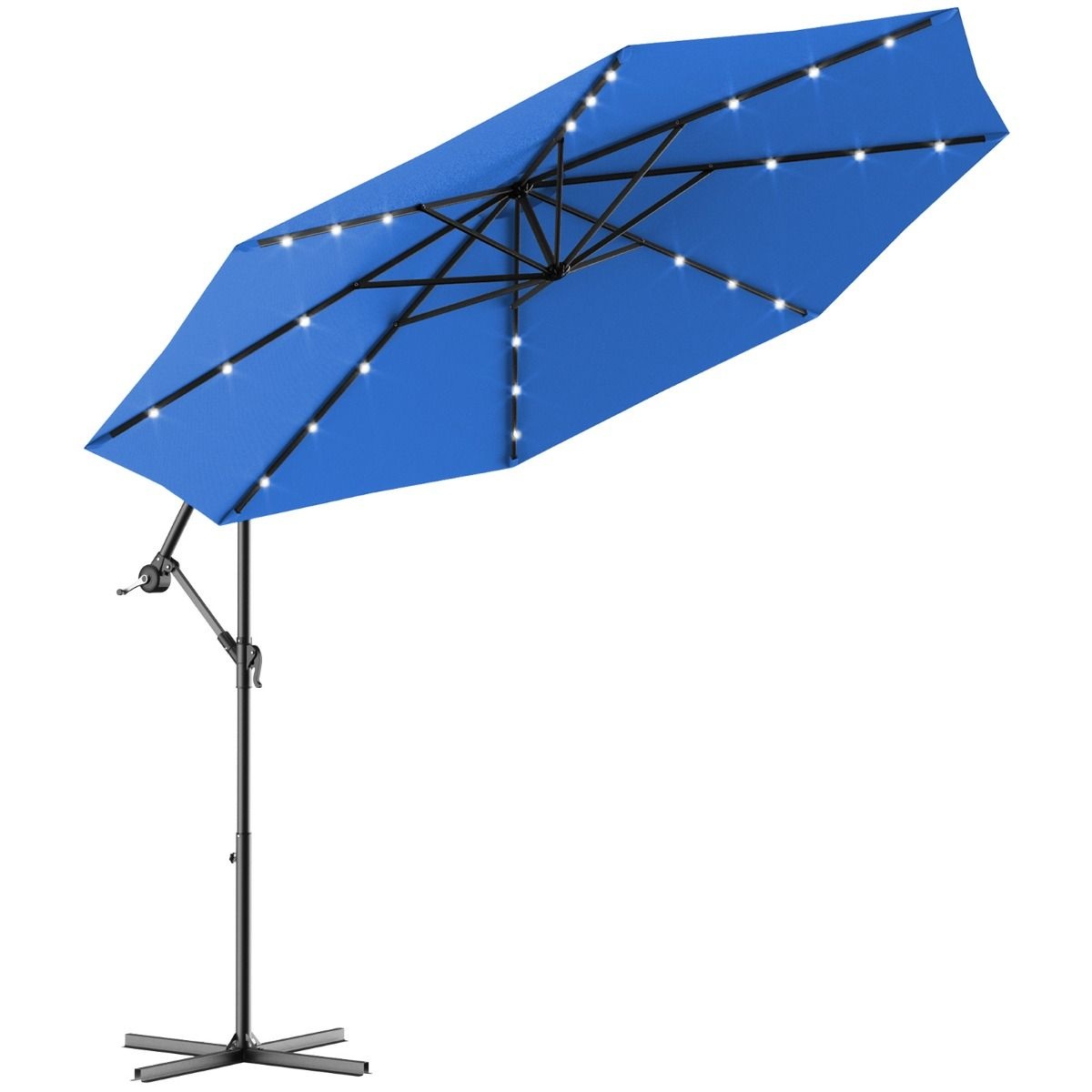 Coast Parasol met Led-solarverlichting - 300 cm - 360 Graden Draaibaar - Koffie