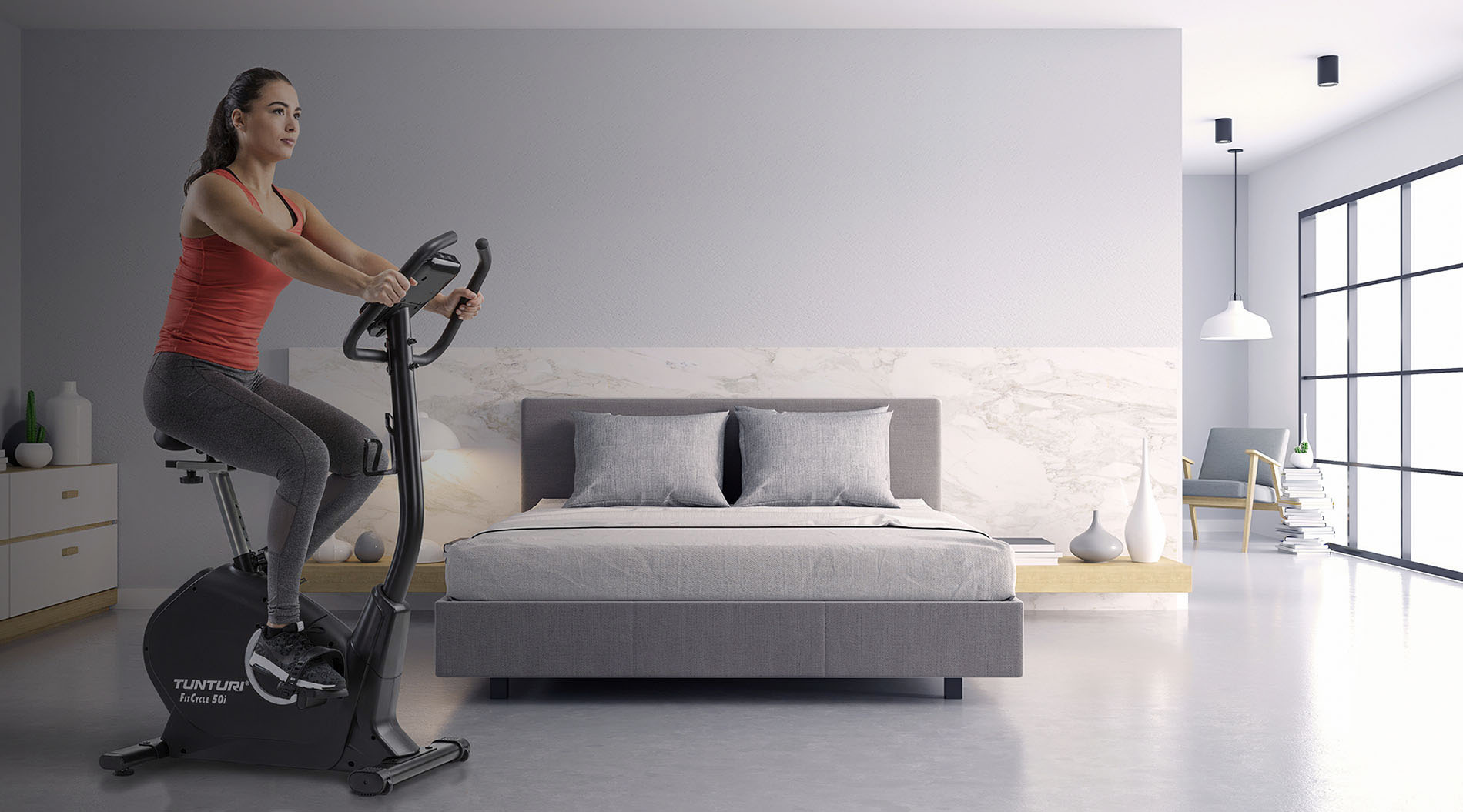 exercise bike in bedroom