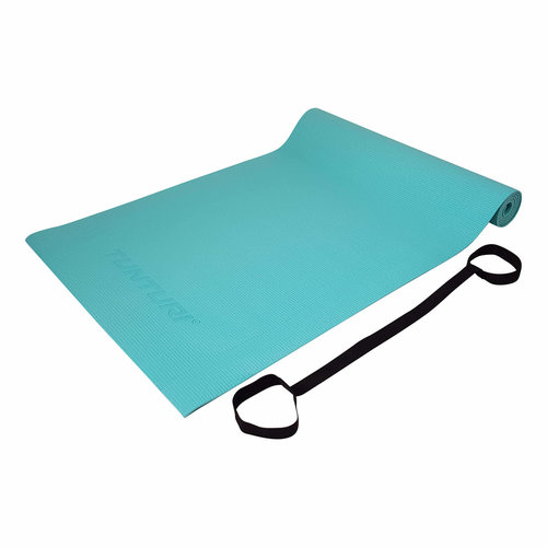 Athletic Works PVC Yoga Mat, 3mm, Real Teal, 68inx24in, Non Slip,  Cushioning for Support and Stability