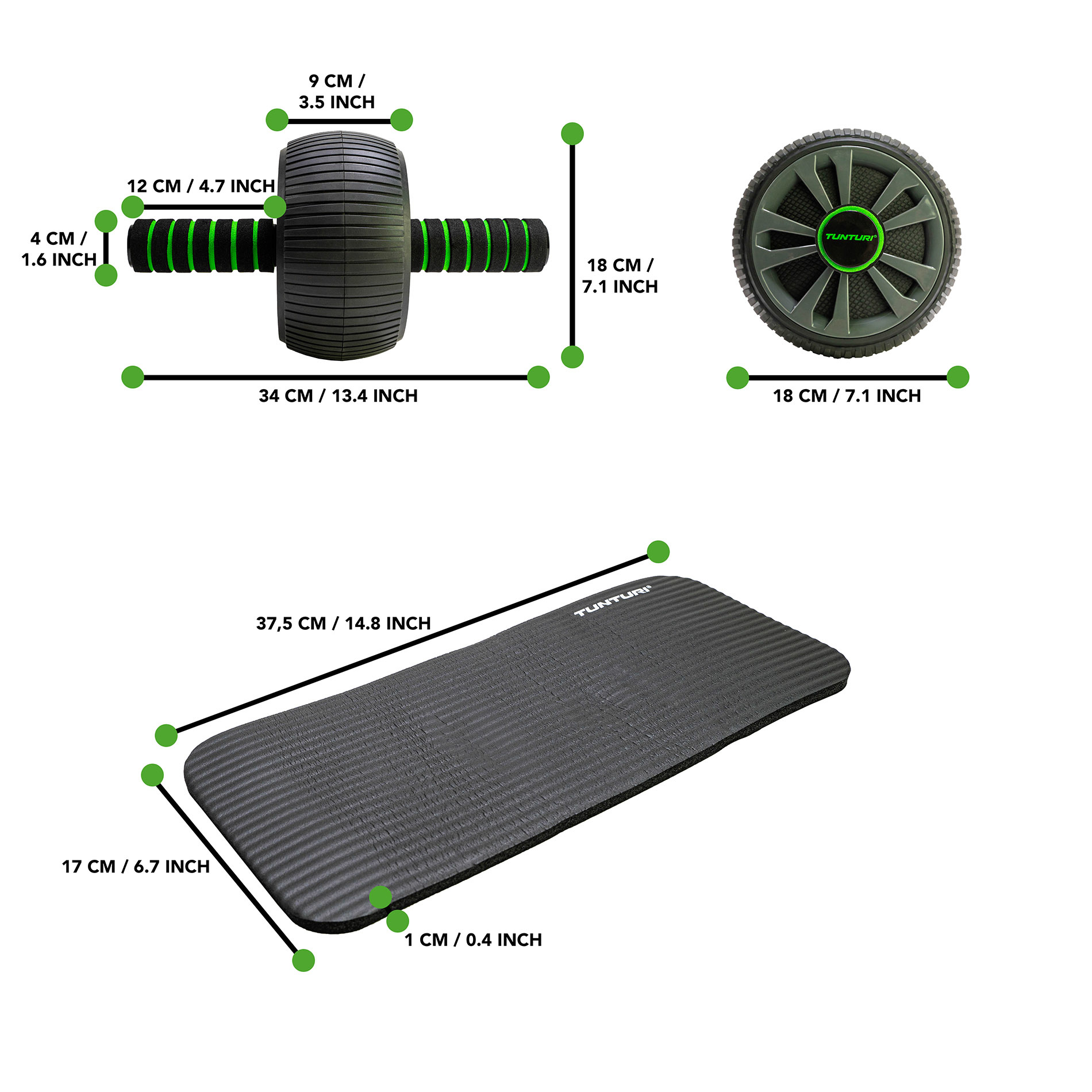 Tunturi Pro Exercise Wheel Deluxe met NBR mat, foto 6 van 6