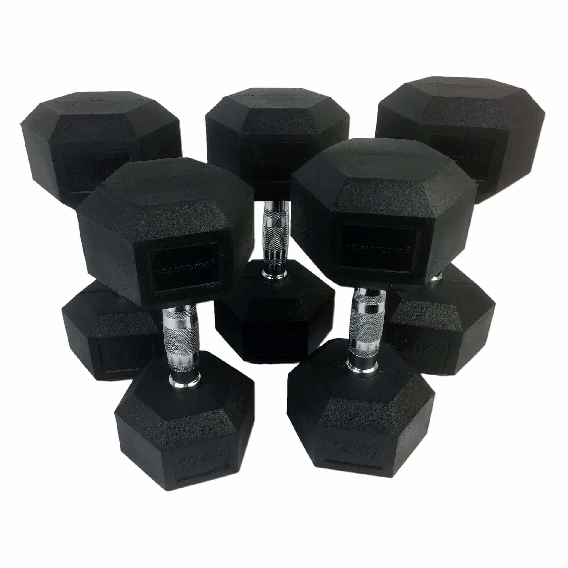 Rubber Dumbbell Set - Dumbellset (12 - 20kg)