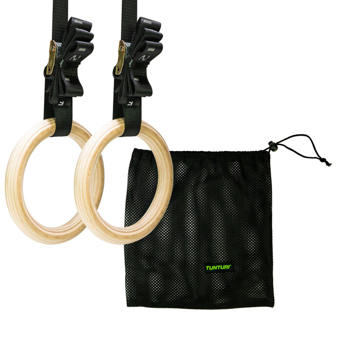 Gymnastic rings hout - 32mm diameter - inclusief riem