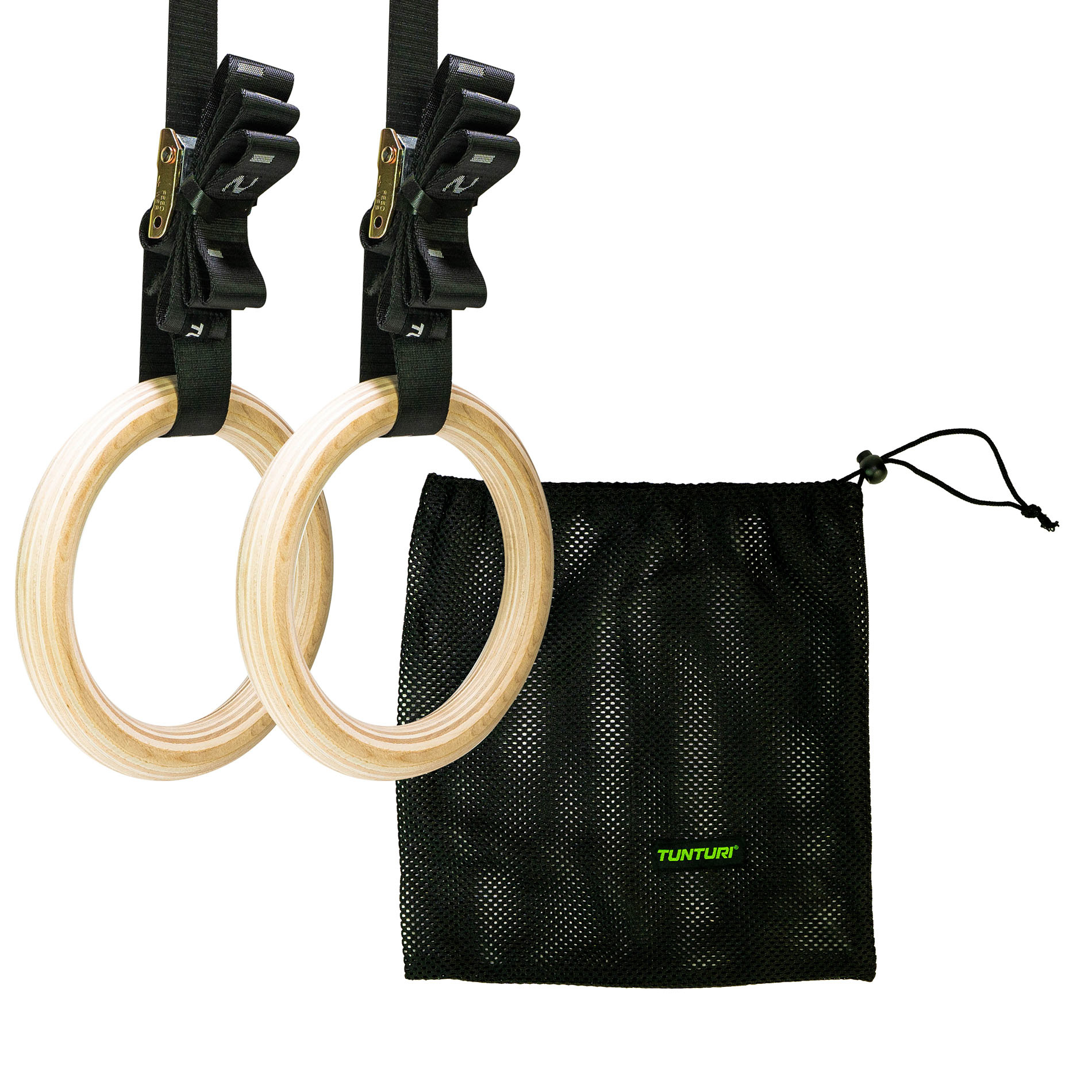 Gymnastic rings - Wood - 32mm - with straps - Tunturi New Fitness B.V.