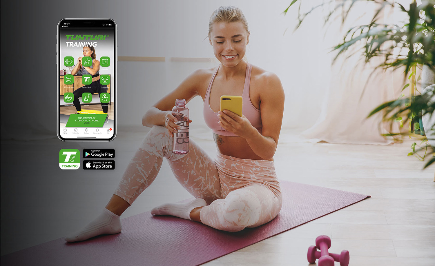 Tunturi Training app: de gratis trainingsapp in combinatie met je fitness materiaal