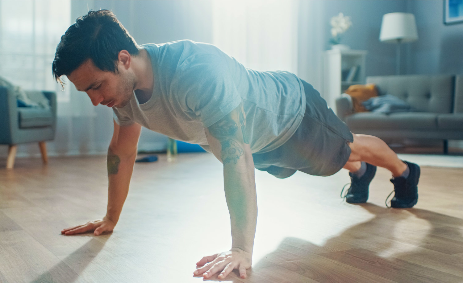 Portable Fitness Exercise Push-up Pad Blue