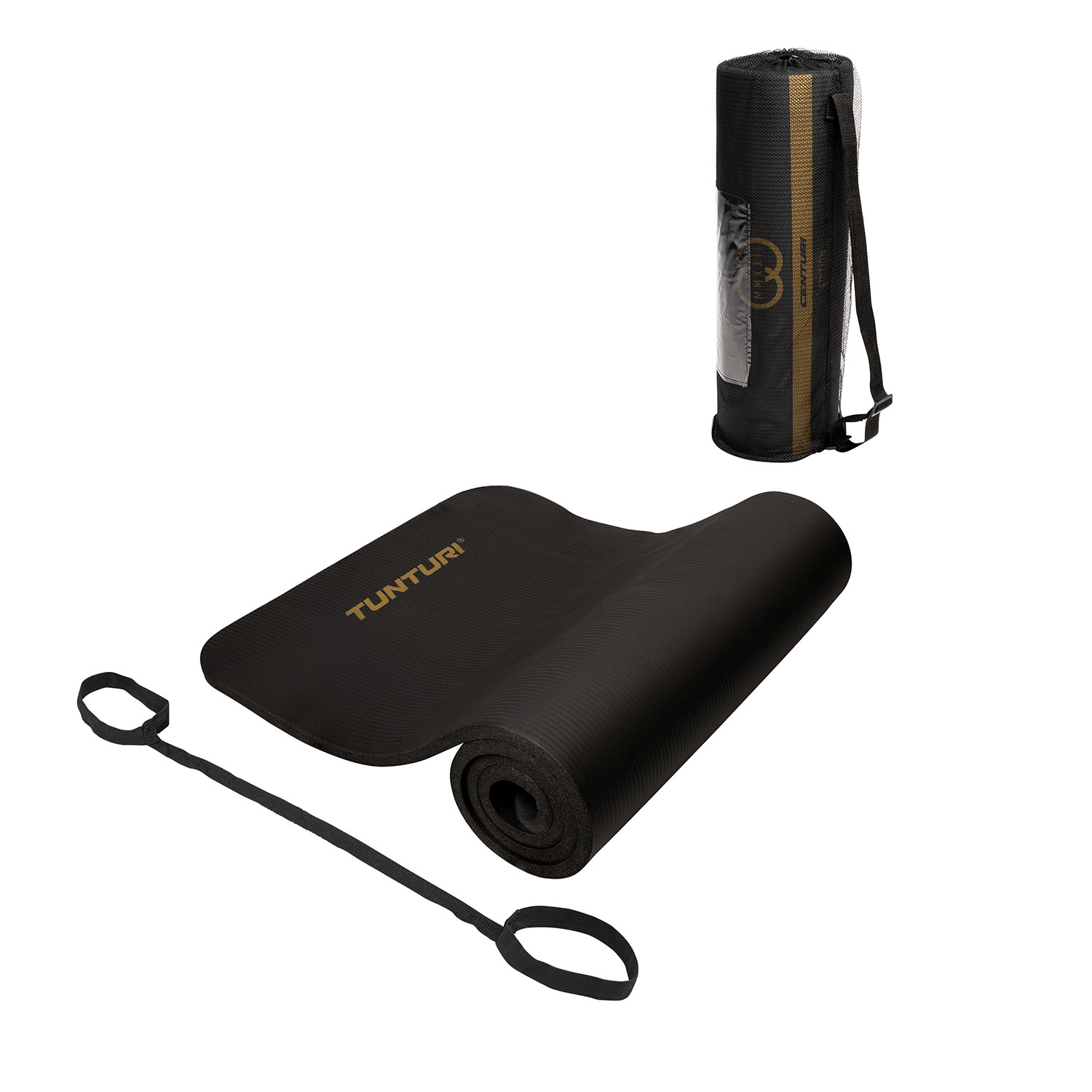 Centuri NBR - Fitnessmat - Oefenmat met Draagtas - 180 cm x 60 cm x 1,5 cm - Zwart