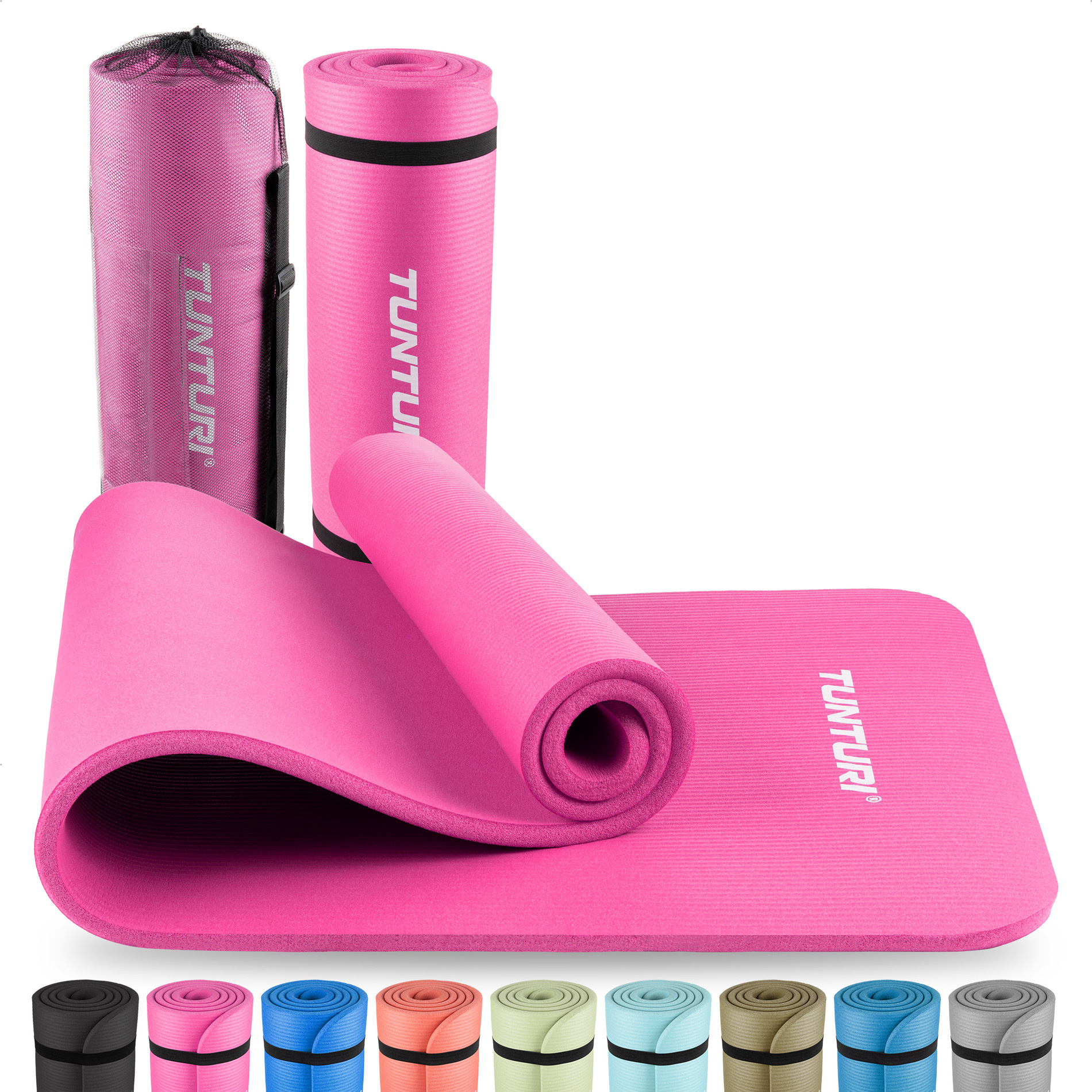 Fitnessmat NBR 15mm - With carry bag - Pink - Tunturi New Fitness B.V.