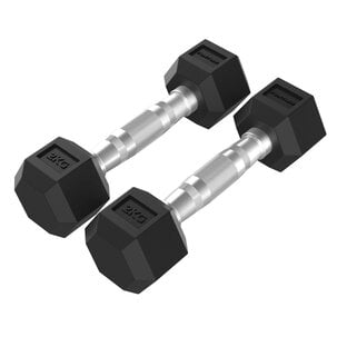 Platinum Hex Rubber Dumbbell, 2 kg, Pair