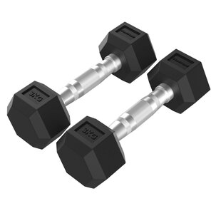 Platinum Hex Rubber Dumbbell, 3 kg, Pair