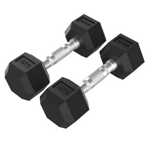 Platinum Hex Rubber Dumbbell, 4 kg, Pair