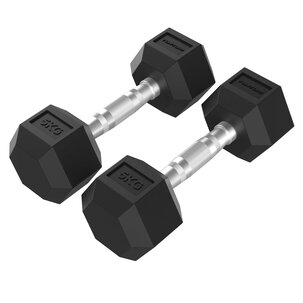 Platinum Hex Rubber Dumbbell, 5 kg, Pair
