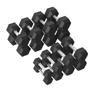 Platinum Hex Rubber Dumbbell Set, 2,5 - 20 kg