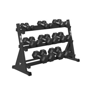 Platinum Hex Rubber Kurzhantel Set, 2,5 – 20 kg + Hantelständer